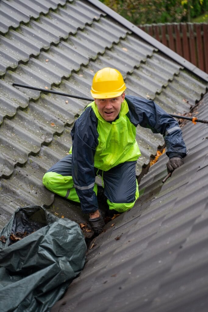 Construction worker on roof